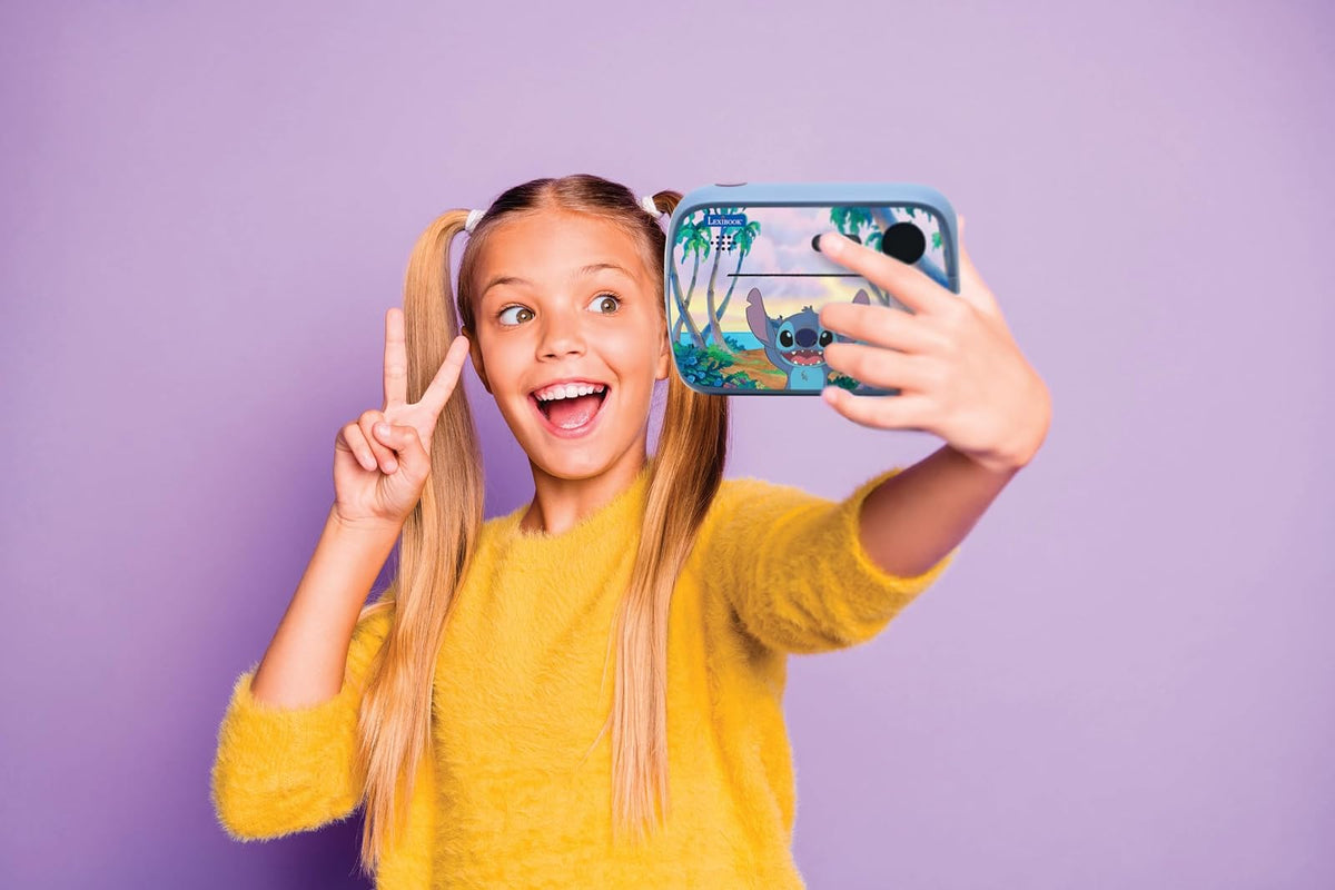 Lexibook, Disney Stitch, StarCAM Print, Pack de cámara con Impresora instantánea, función de Foto y vídeo, Tarjeta SD de 32 GB y Kit de personalización de Fotos Incluido, DJ150D