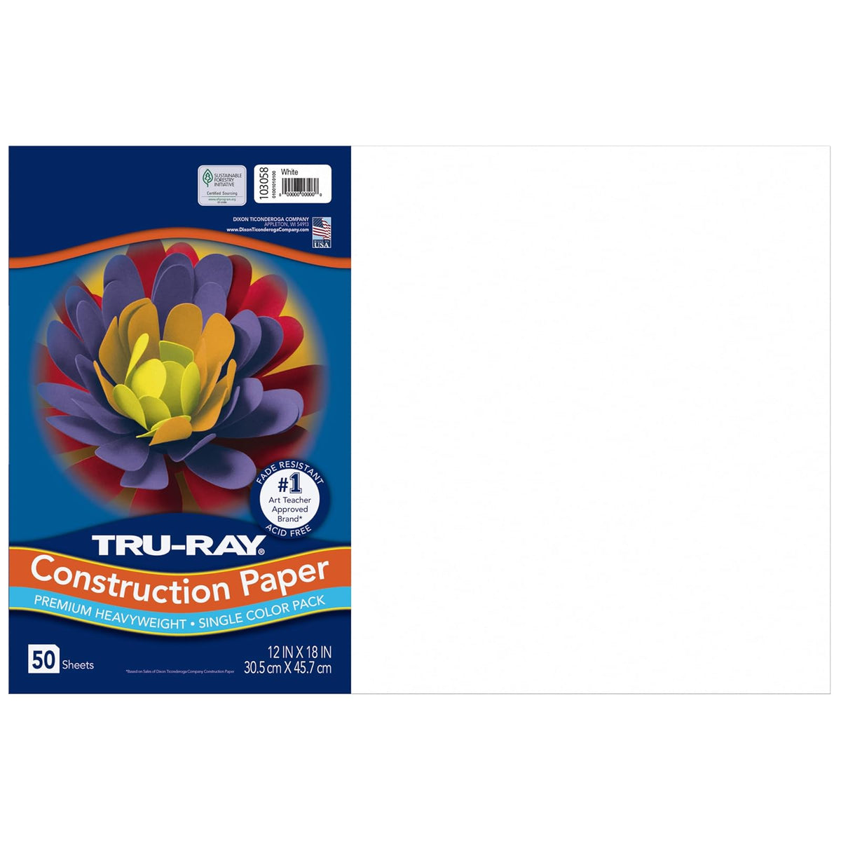 Tru-Ray Papel de Construcción Pesado 12 x 18 Pulg, 50 Hojas - Blanco