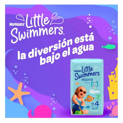 Huggies Little Swimmers Calzoncito Desechable para Nadar, Talla Mediana Unisex, Paquete con 11 piezas, Ideal para bebés de 11 a 15 kg, empaque puede variar