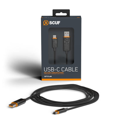 SCUF Cable USB-C Trenzado Conexión y Carga USB Tipo C de 2 Metros para Mandos de Xbox, Mandos de PS5 y Smartphones - Negro