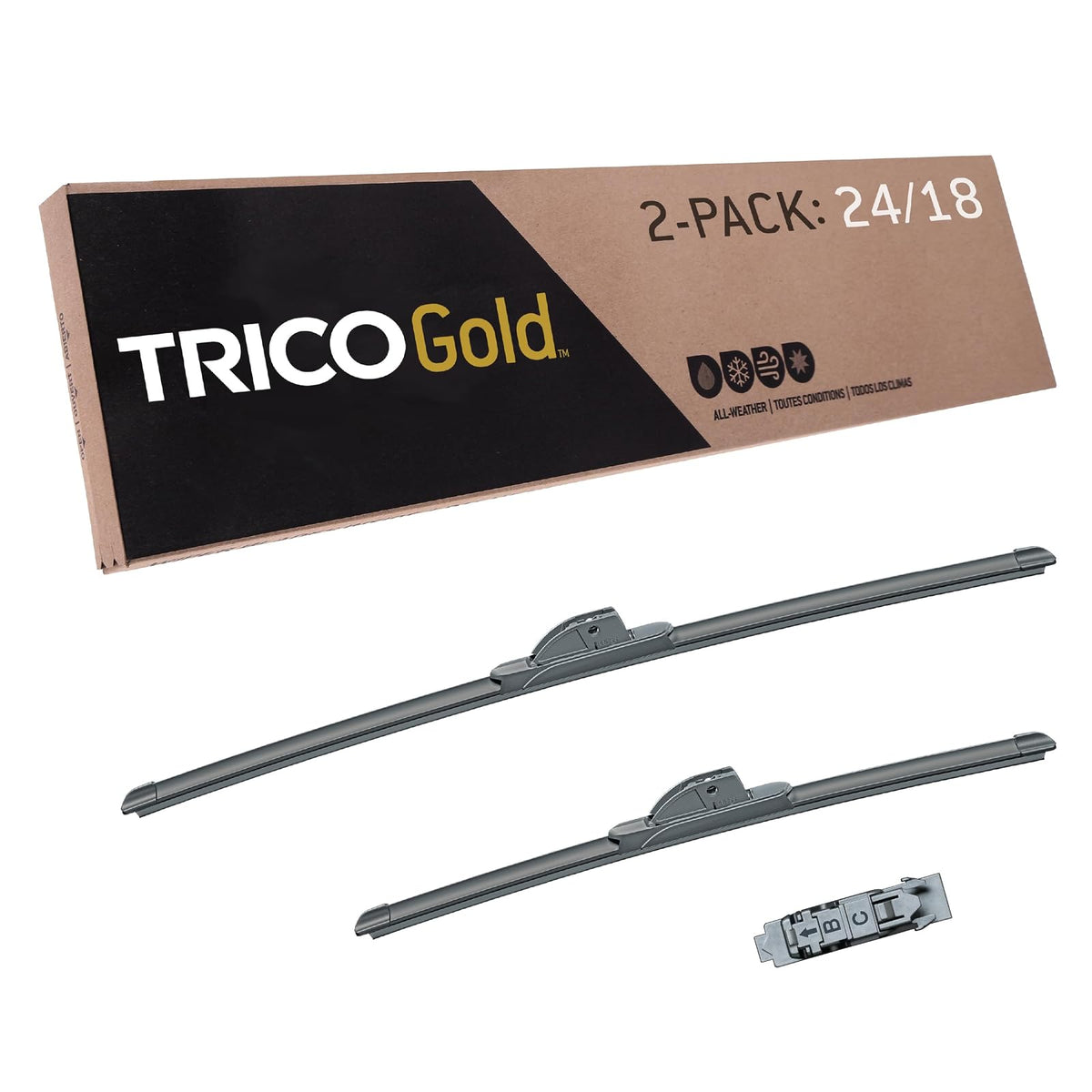 TRICO Gold Juego de 2 Plumas Limpiaparabrisas Super Premium - 24" + 18" Paquete de 2