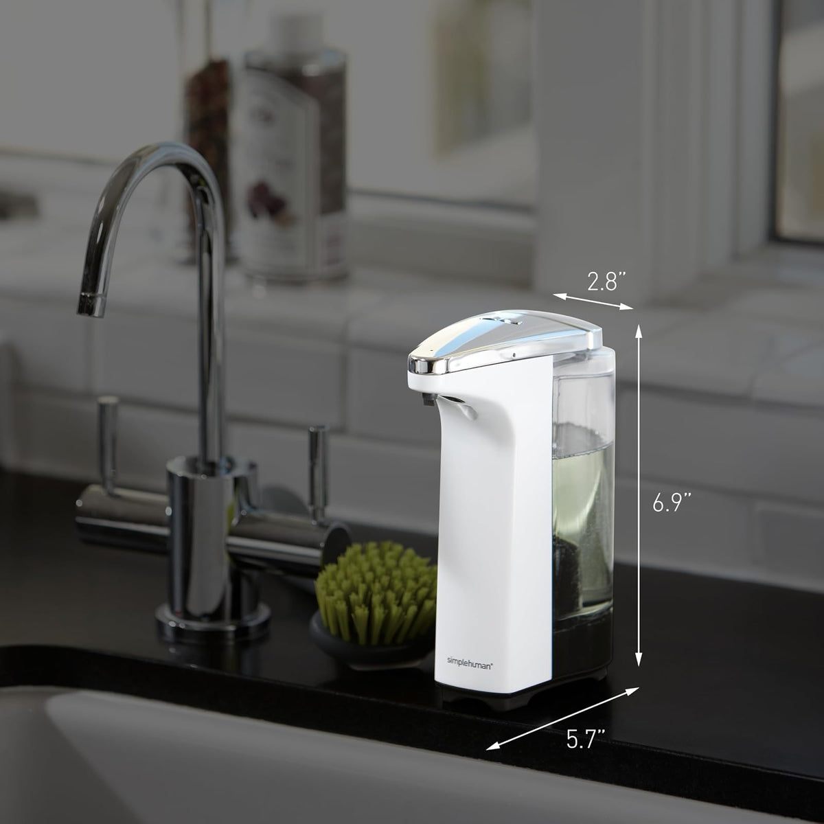 simplehuman, dispensador automático de jabón con sensor de 237 ml, níquel cepillado