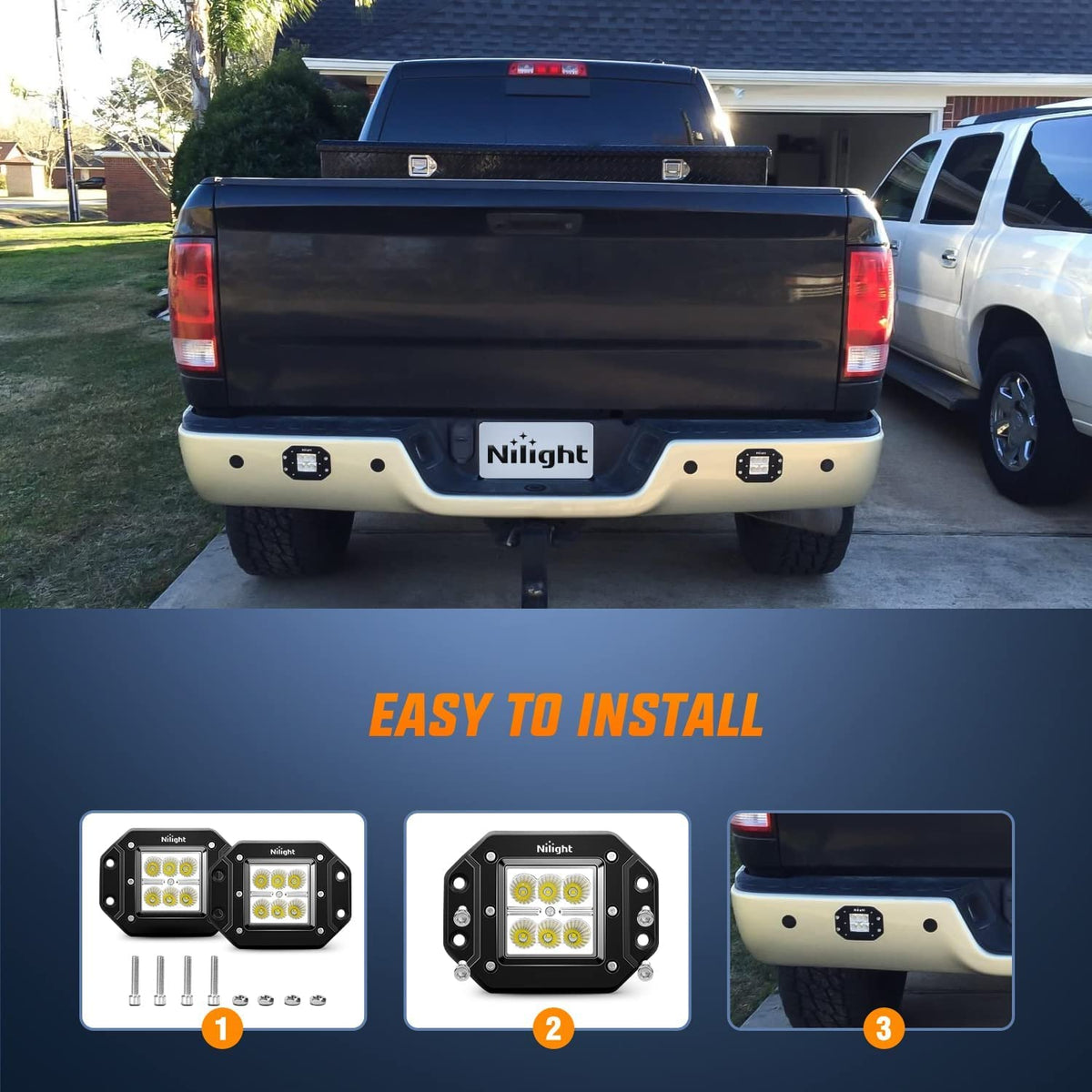 Nilight - 4 cápsulas LED de 18 W de Montaje Empotrado, Luces LED de Trabajo, Barra de luz LED, Luces antiniebla Todoterreno, para Jeep, camión, Tacoma, Parachoques, ATV, UTV