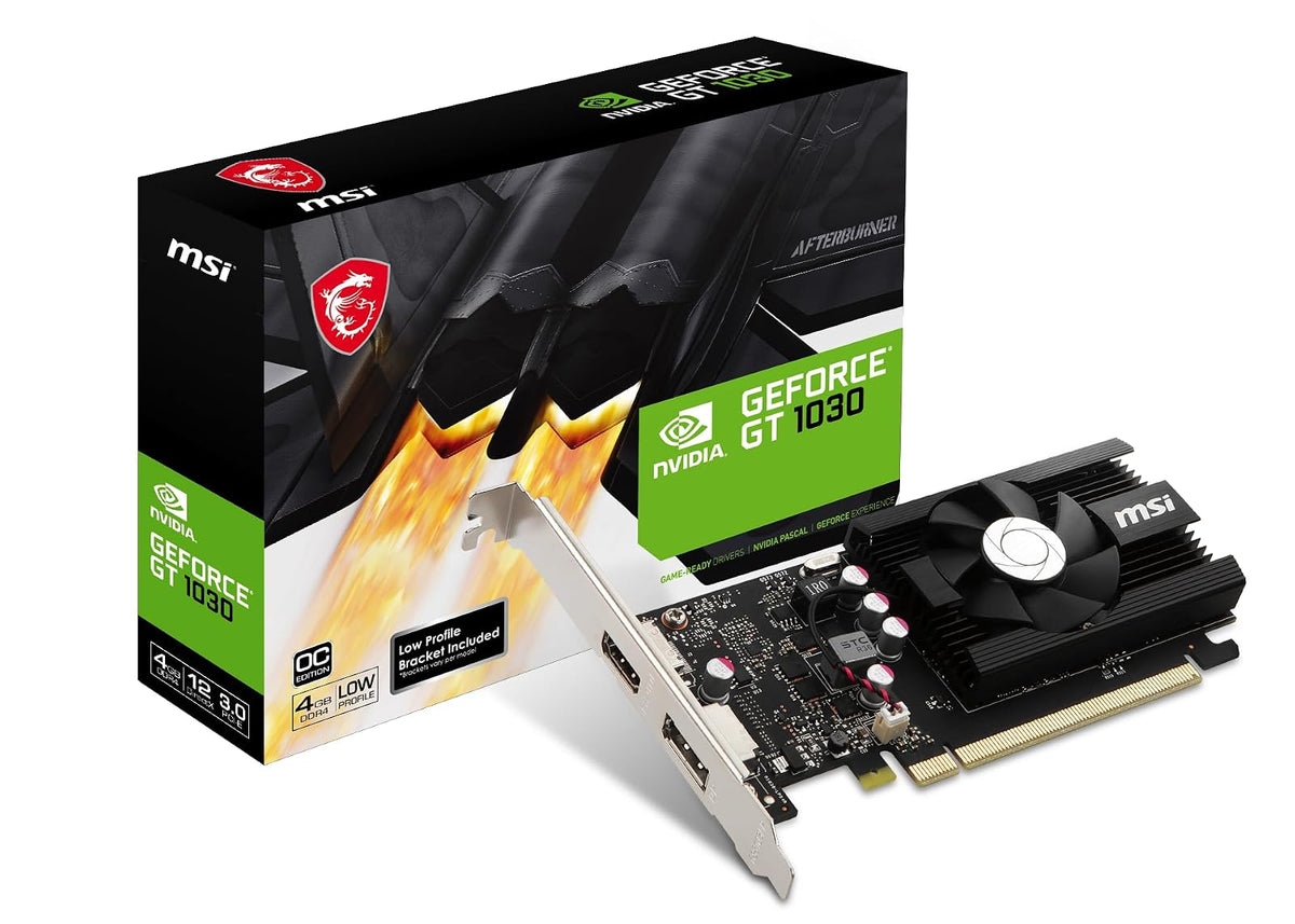 MSI Gaming GeForce GT 1030 4GB GDRR4 64 bits HDCP Compatible con DirectX 12 DP/HDMI Tarjeta gráfica OC de Ventilador único (GT 1030 4GD4 LP OC)
