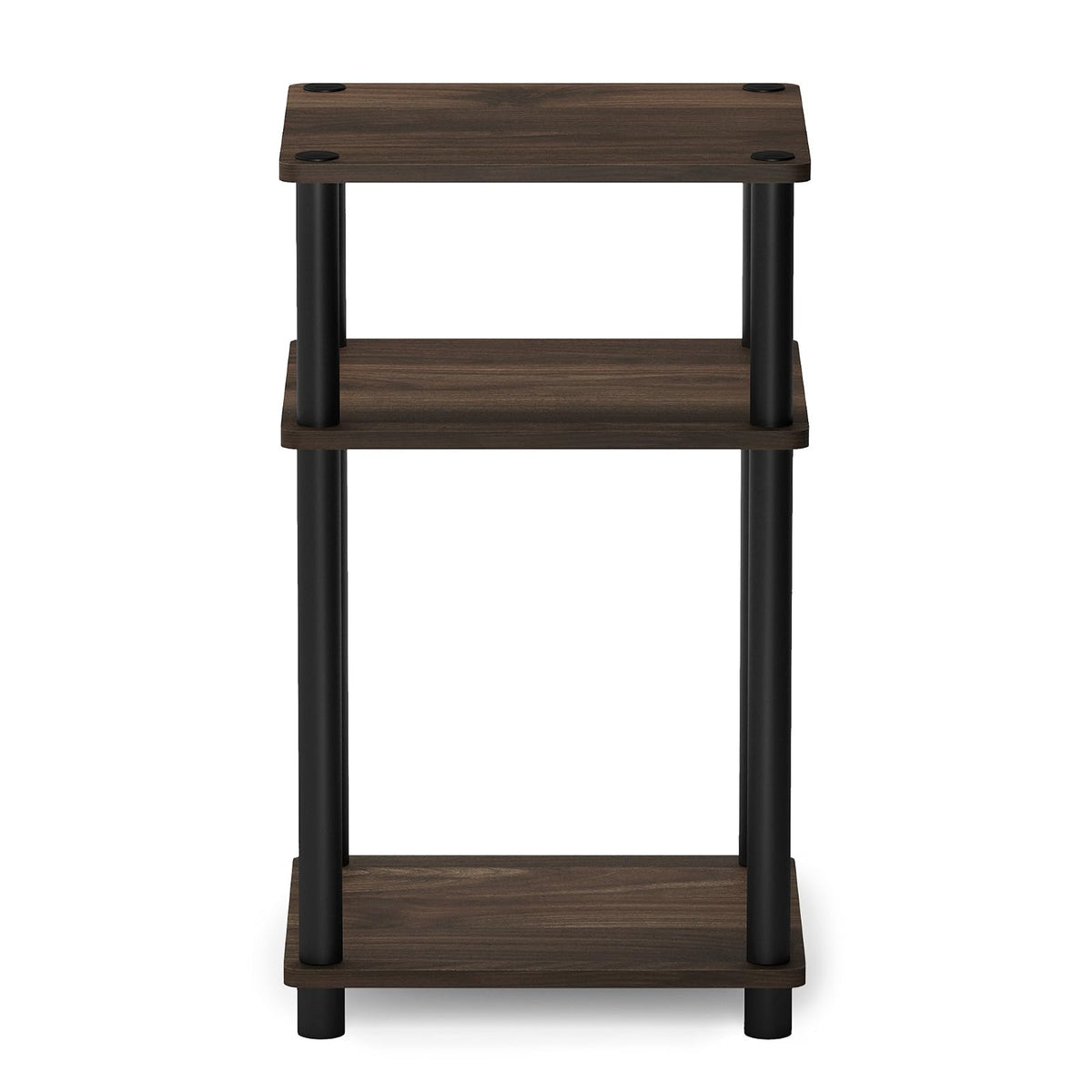 Furinno Just Turn-N-Tube, Mesa Auxiliar de 3 Niveles, Columbia Nogal con Negro, Set de 2
