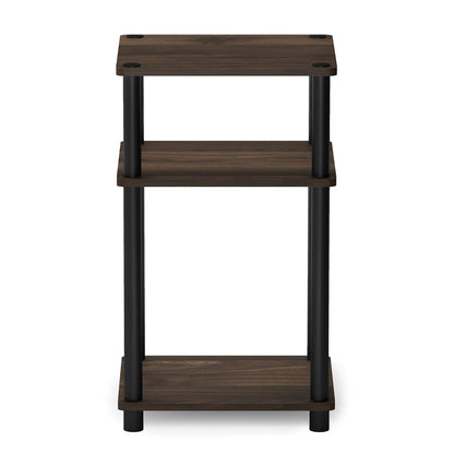 Furinno Just Turn-N-Tube, Mesa Auxiliar de 3 Niveles, Columbia Nogal con Negro, Set de 2