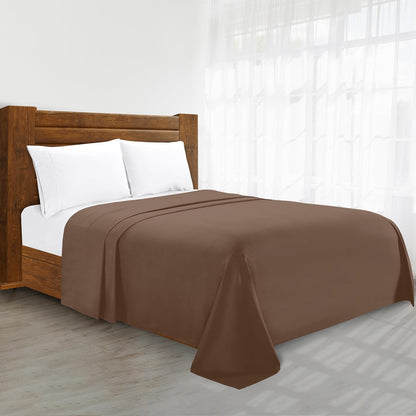 Elegant Comfort Sábana Plana de Microfibra de Lujo - King - Marrón topo