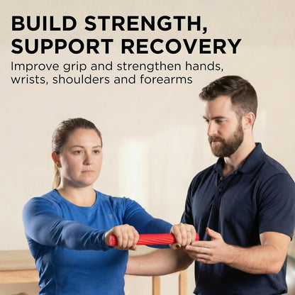 TheraBand FlexBar Resistance Bar For Improving Grip Strength, Tennis Elbow, Golfers Elbow, Tendonitis, Red, Light, Beginner Level 2