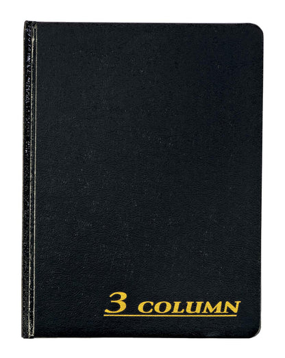 Adams libro de cuentas, 17,78 cm x 23,5 cm, negro, 3-columnas, 80 páginas (ARB8003M)