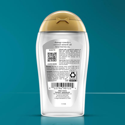 OGX, Tratamiento Capilar Reparador de Aceite de Coco, 100 ml