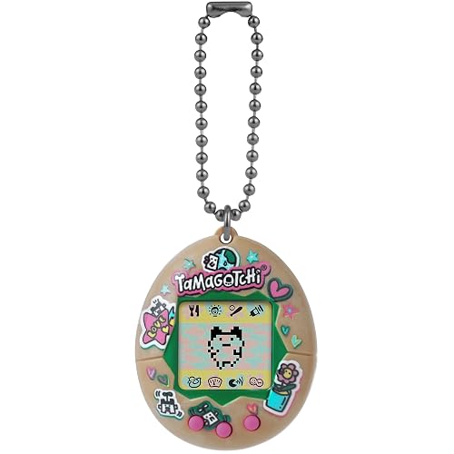 TAMAGOTCHI - Mascota Virtual Original Celebration Egg, Tonos Tierra | Earth Tones coleccionable, minijuego adivinanza, múltiples evoluciones adultas, cadena llavero, batería CR2032, 8+ años