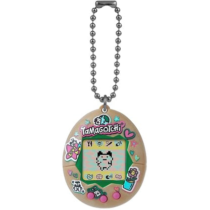TAMAGOTCHI - Mascota Virtual Original Celebration Egg, Tonos Tierra | Earth Tones coleccionable, minijuego adivinanza, múltiples evoluciones adultas, cadena llavero, batería CR2032, 8+ años