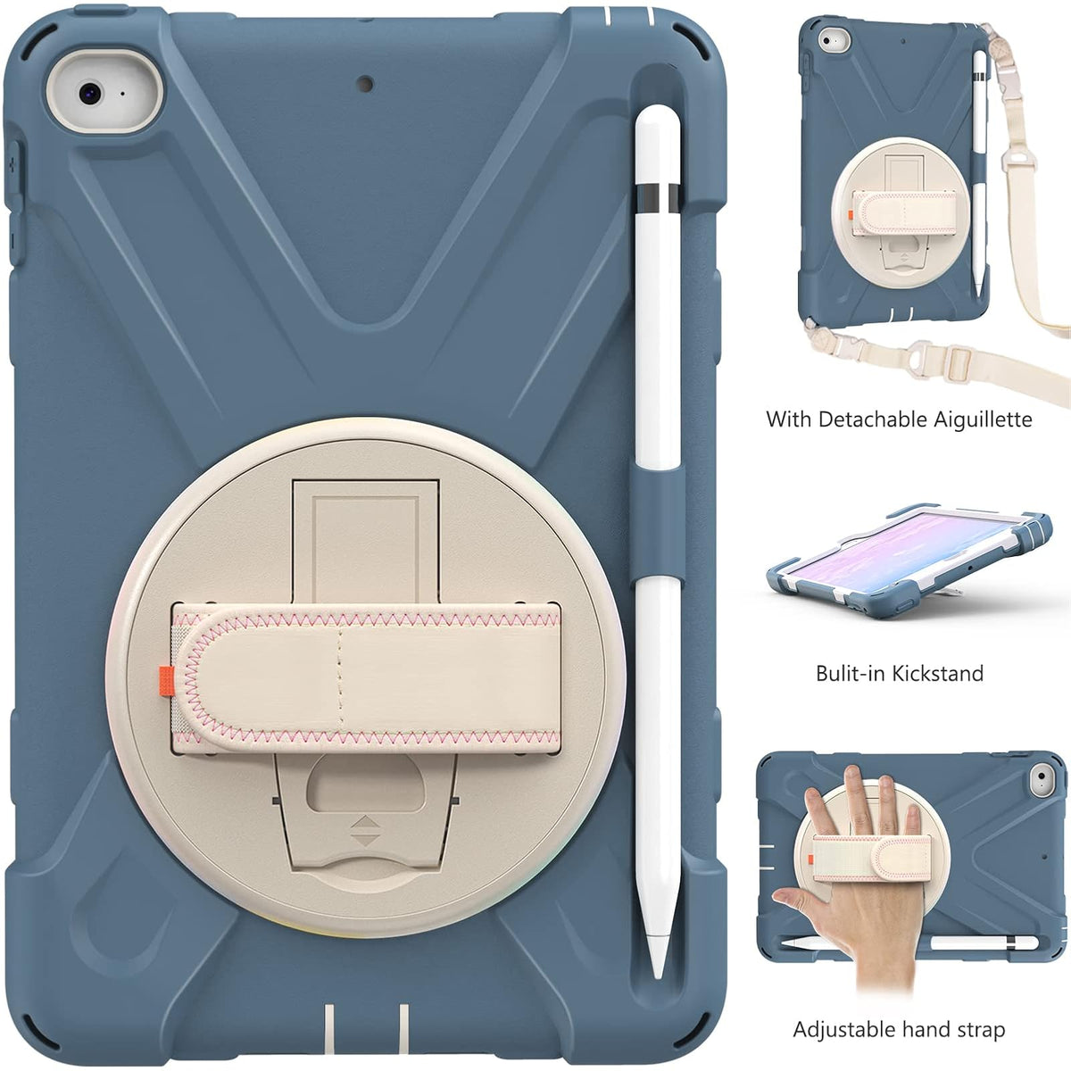 ORIbox Corsair - Funda para iPad Mini 5/4, Resistente y Resistente, Protector 3 en 1 a Prueba de Golpes con Soporte de 360°/Correa de Mano