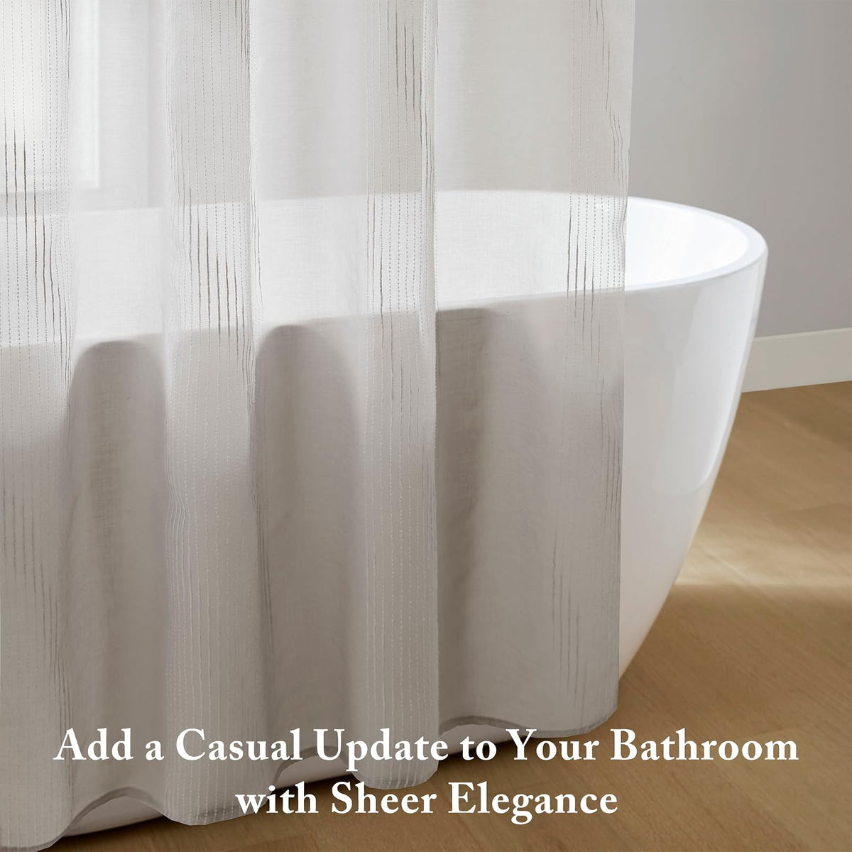Madison Park Anna Sheers - Cortina de Ducha, diseño de Rayas texturizadas, decoración Moderna de baño de Mediados de Siglo, Lavable a máquina, Pantalla de privacidad de Tela 72 x 72 Pulgadas, Gris