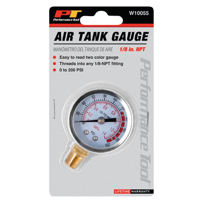 Performance Tool W10055 Medidor de Presión de 0 a 200 PSI para Accesorio de Tanque