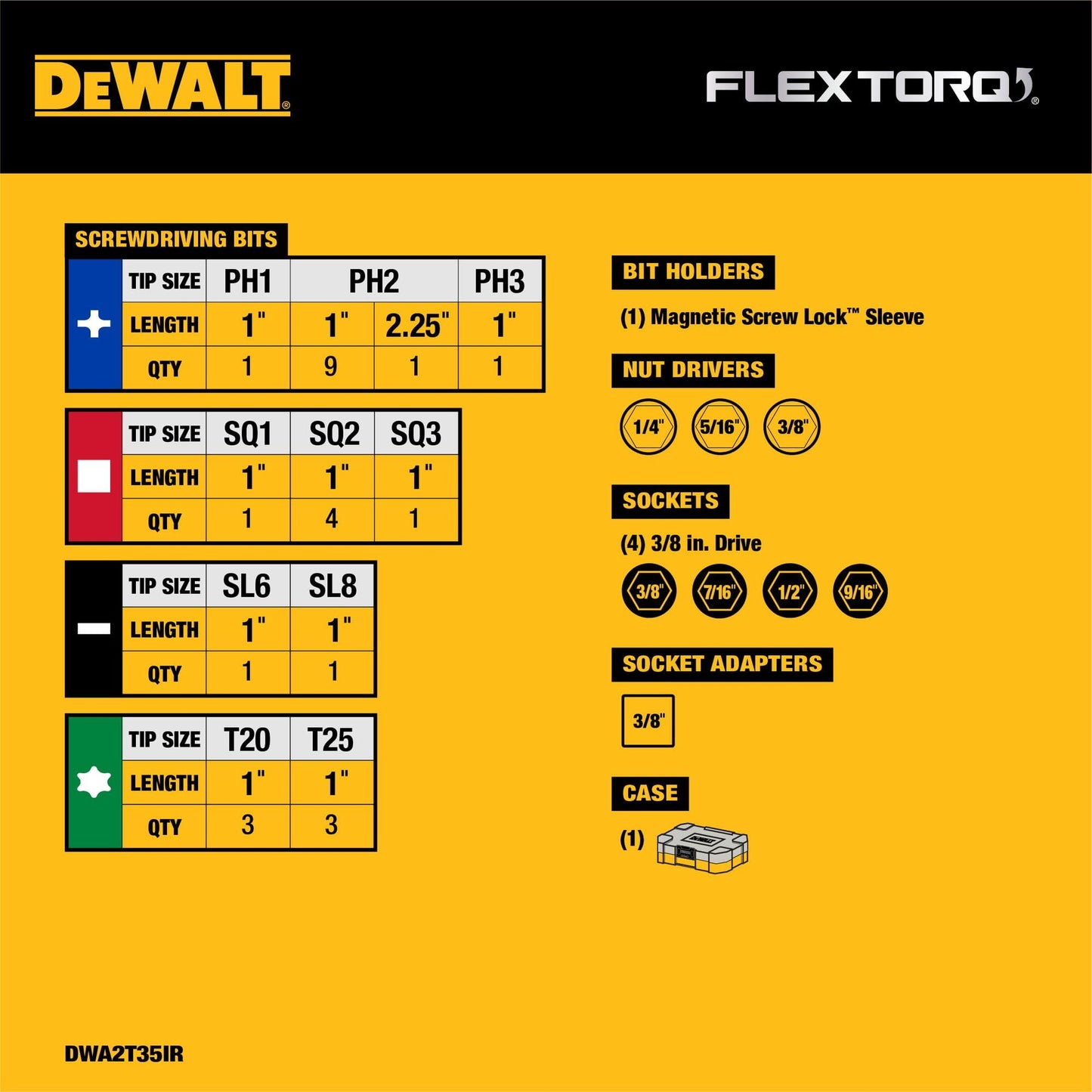 Dewalt Accesorios DWA2T35IR Juego para destornillador de impacto 35 piezas