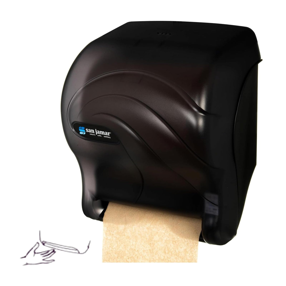 San Jamar Tear-N-Dry Essence - Dispensador automático de Toallas de Papel para baño, cocinas y restaurantes, plástico, 10 x 14.75 x 12.25 Pulgadas, Color Negro