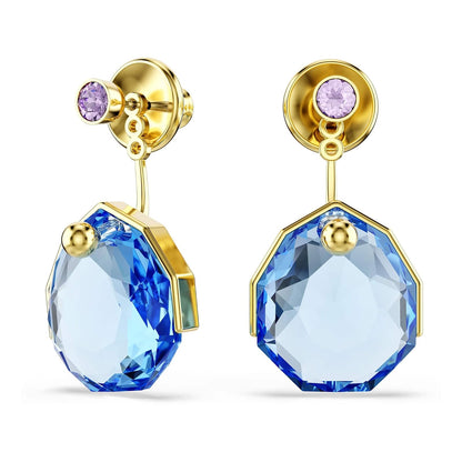 Swarovski Gema - Chaquetas para arete, color azul, baño dorado