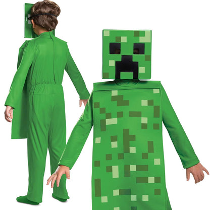 Disfraz de Minecraft Creeper para niño, verde, L (10-12)