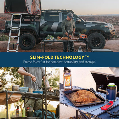 GCI Outdoor Master Cook Station | Mesa de cocina plegable portátil con fregadero de carcasa suave, mesa resistente al calor y poste telescópico, perfecta para viajes de campamento