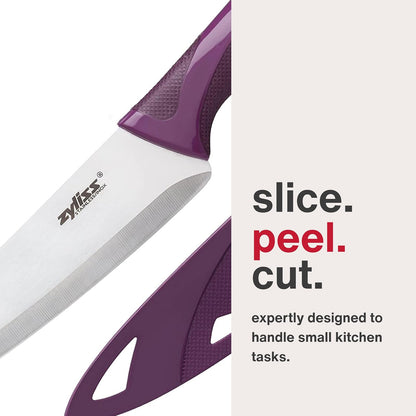 Zyliss - Cuchillos de cocina utilitarios con cubiertas de vaina, aptos para lavaplatos, cuchillos de cocina de acero inoxidable, perfectos para cortar carne, verduras y frutas, cuchillo utilitario de