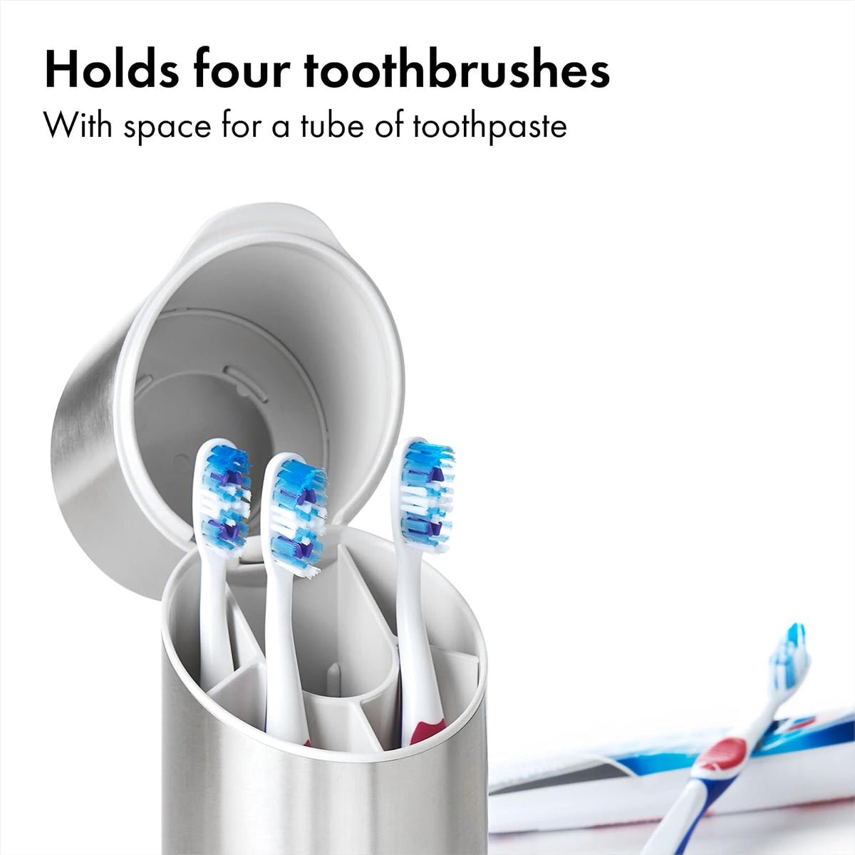 OXO Good Grips Organizador para Cepillos de Dientes, de Acero Inoxidable Pulido