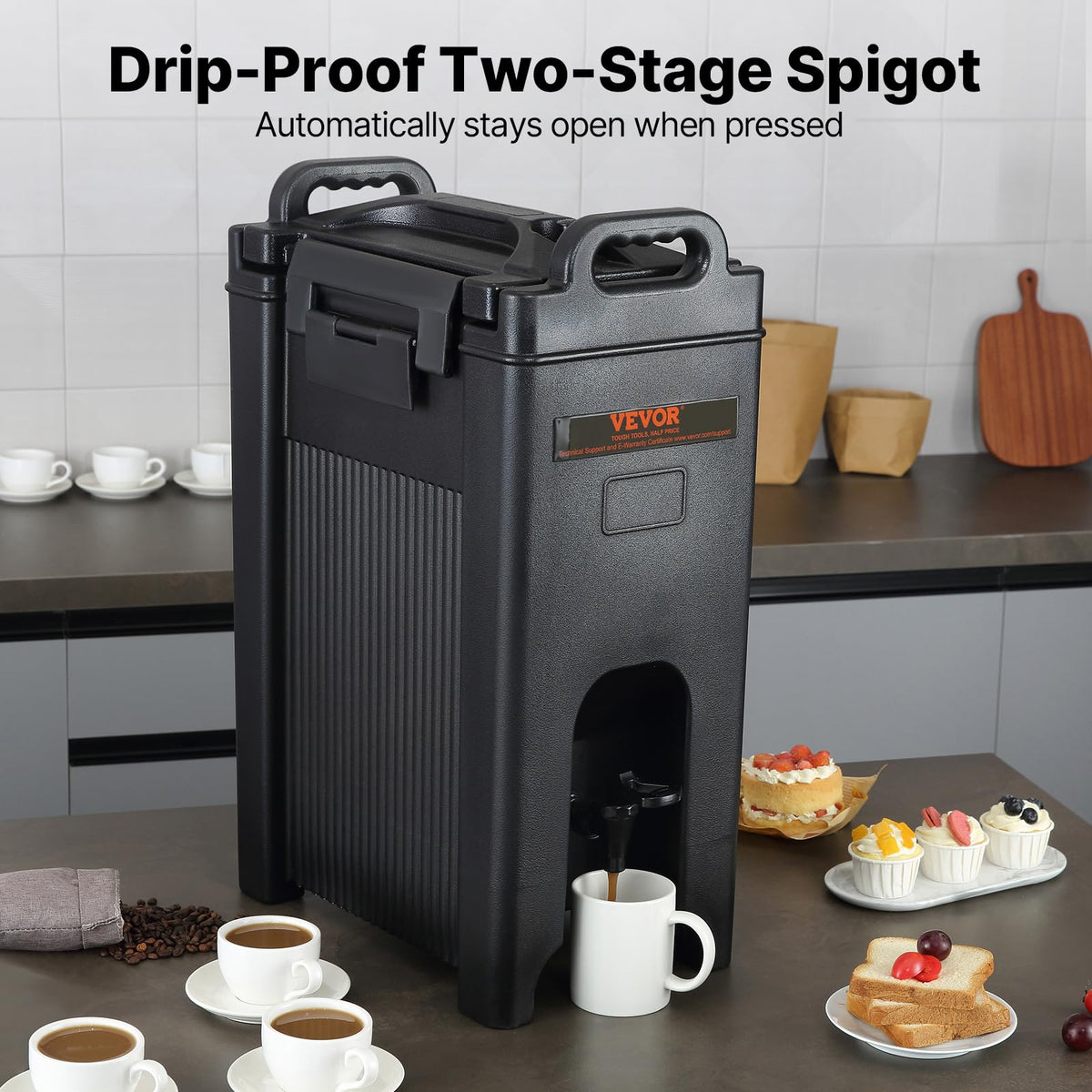VEVOR Dispensador de bebidas aislado, 5 galones, servidor de bebidas frías y calientes LDPE de grado alimenticio, dispensador térmico de bebidas con mango de grifo de dos etapas de capa de poliuretano