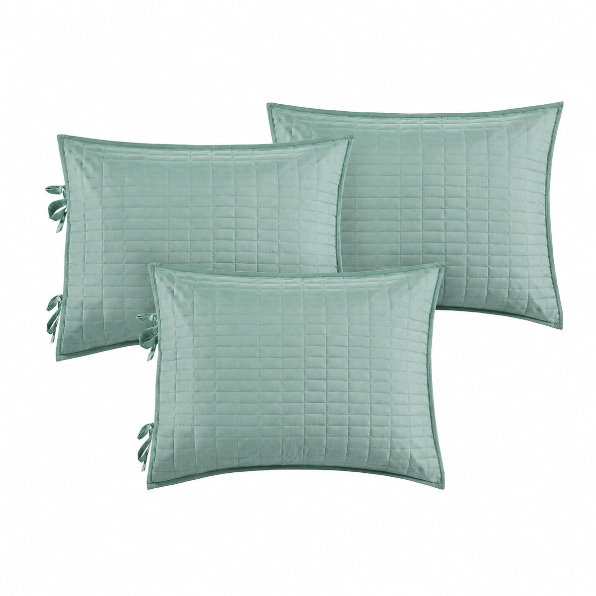 Comfort Spaces Kienna Soft Microfiber Solid Blush Stitched Pattern 5 Piece Quilt Daybed Bedding Sets 75"X39" Inches Seafoam