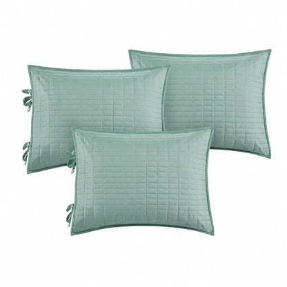 Comfort Spaces Kienna Soft Microfiber Solid Blush Stitched Pattern 5 Piece Quilt Daybed Bedding Sets 75"X39" Inches Seafoam