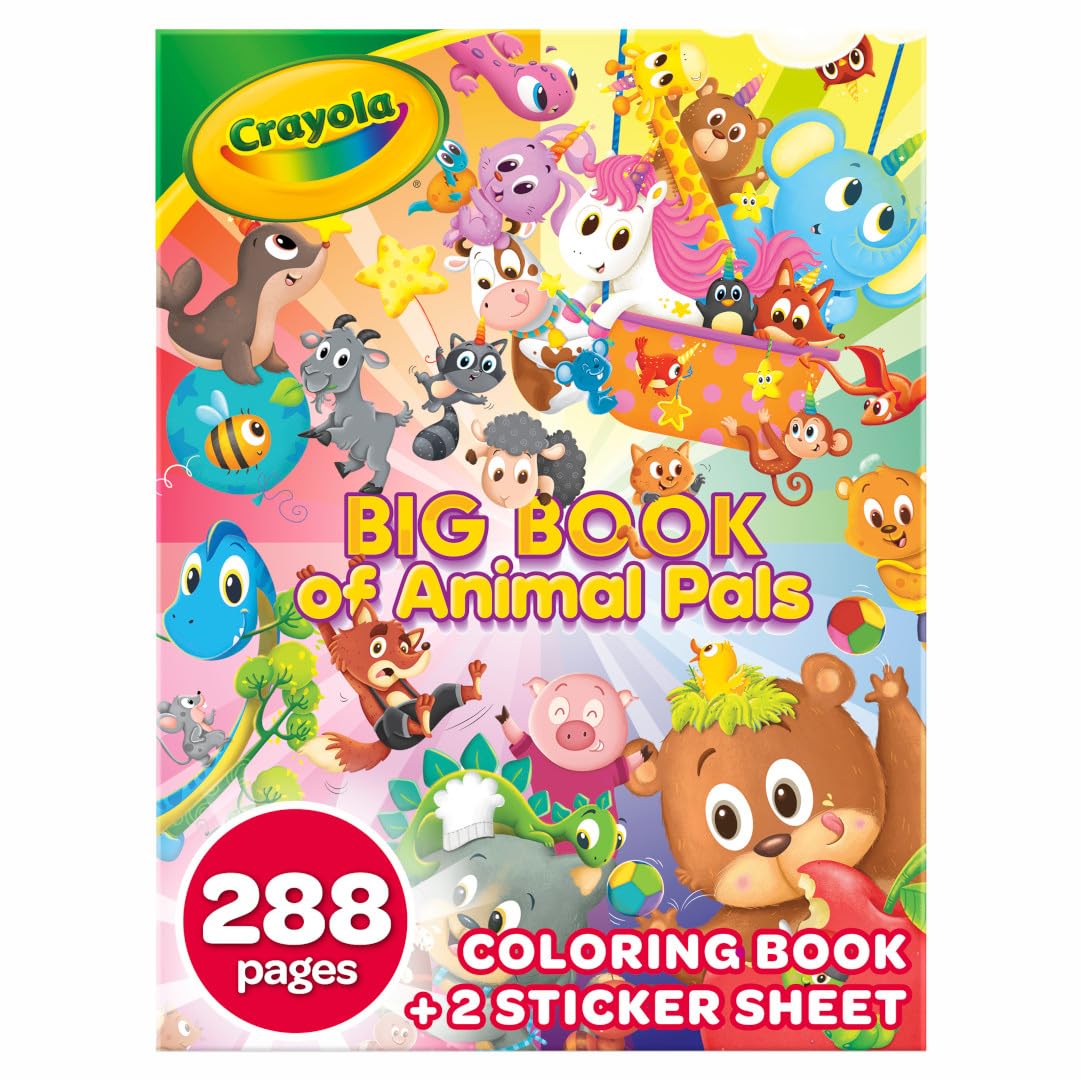 Crayola - Libro grande de amigos de animales, 288 páginas para colorear, regalo para niños, edad 3, 4, 5, 6 años