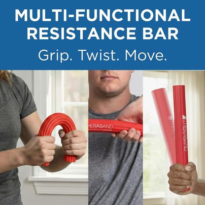 TheraBand FlexBar Resistance Bar For Improving Grip Strength, Tennis Elbow, Golfers Elbow, Tendonitis, Red, Light, Beginner Level 2