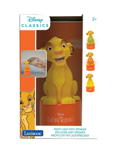Lexibook, Disney El Rey León, Luz Nocturna Simba con Altavoz para la habitación de los niños, luz Suave, a Pilas, Amarillo/Naranja, NS01AN