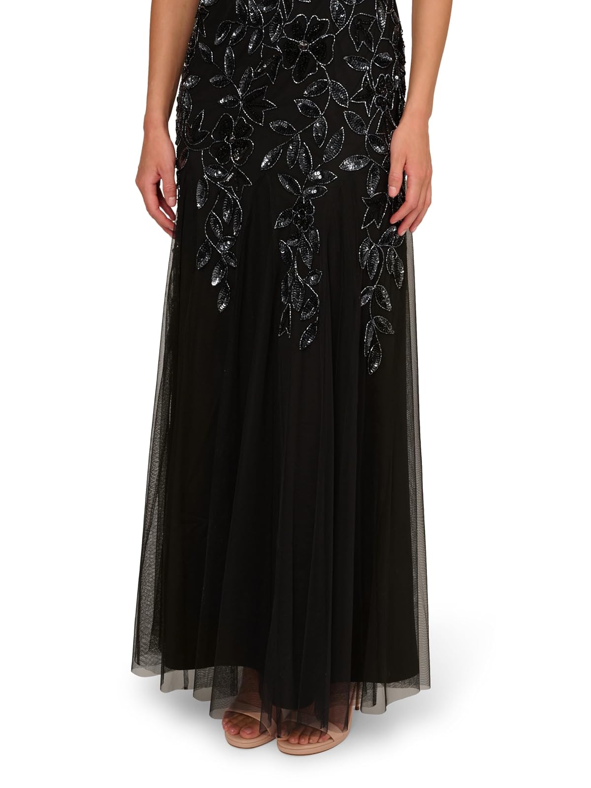 Adrianna Papell Vestido Halter de Gasa con abalorio Vestido para ocasión especialMujer