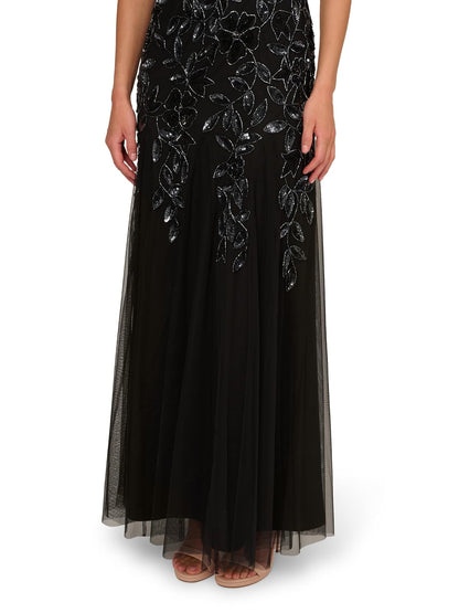 Adrianna Papell Vestido Halter de Gasa con abalorio Vestido para ocasión especialMujer