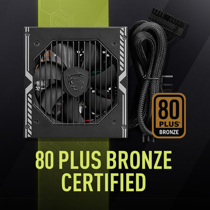 MSI mag A650BE Fuente de alimentación para Juegos - 80 Plus Bronze Certified 650W - Semi-Modular - Fuente ATX de bajo Ruido