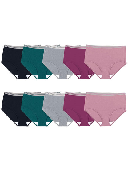Fruit of the Loom Eversoft Pantaletas de Algodón sin Etiquetas, para Mujer - Multi - 9 Extra amplio