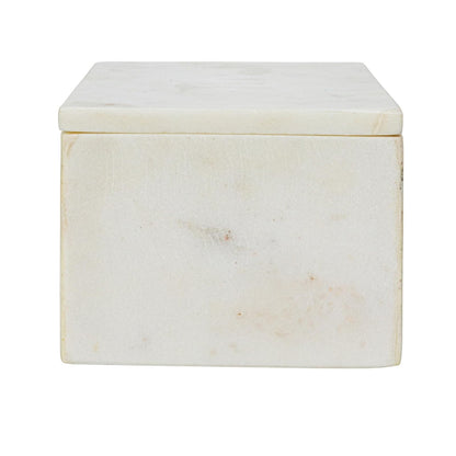 Bloomingville - Caja de almacenamiento de mármol con tapa, color blanco
