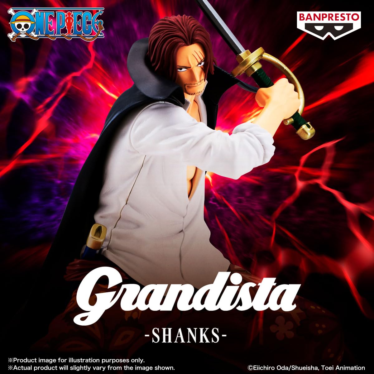 Banpresto - One Piece Shanks Grandista Figura de colección 8.7 Pulgadas - Estatuilla Anime con Espada, Pose dinámica y Acabado Premium para exhibición