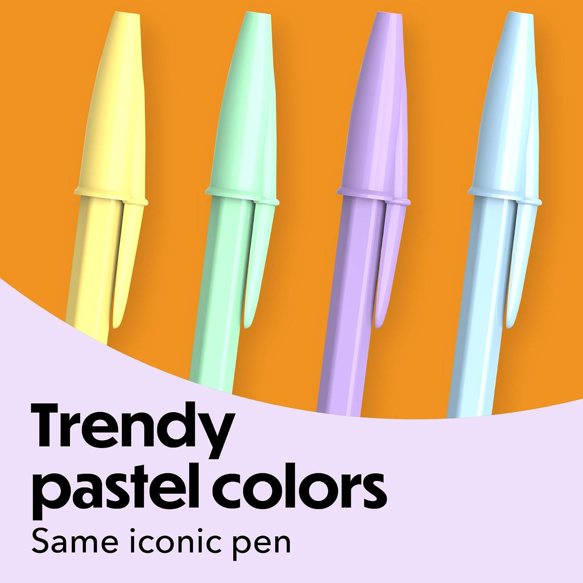 BIC vidrio Pastel Bolígrafos, tinta negra, barriles de colores pastel, bolígrafos para diario, paquete de 24 unidades