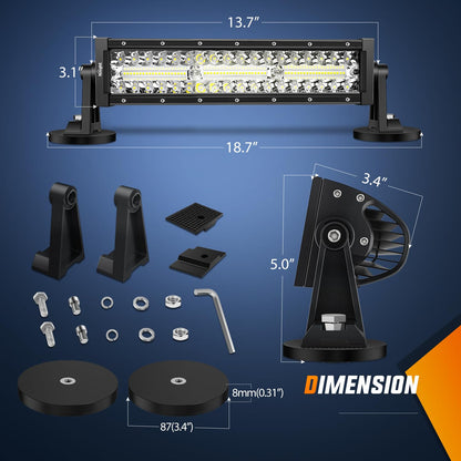 Nilight Barra de Luz LED de 13.5 Pulgadas Triple Fila Encendedor de Cigarrillos Base Magnética 96 LED
