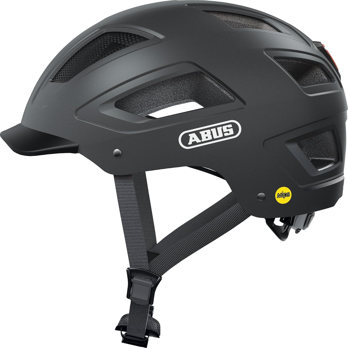 ABUS Stadthelm Hyban 2.0 MIPS - Fahrradhelm mit Rücklicht, ABS-Hartschale, Aufprallschutz - für Damen und Herren - XL (58-63 cm) - titanio mate