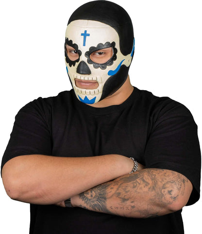 REV Máscara De Luchador Mexicano Dulce Muerte Para Adulto, Diseño Calavera Enmascarado De Lucha Libre, Ideal Para Halloween, Eventos Deportivos, Cosplay, Porras Y Partidos
