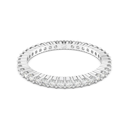 Swarovski Anillo Vittore, Talla redonda, Blanco, Tono plateado