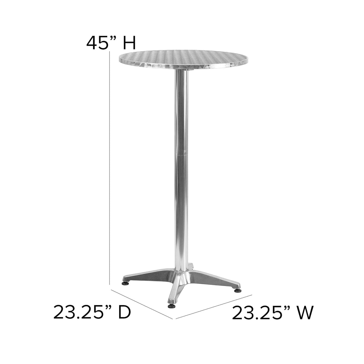 Flash Furniture Mesa Redonda de 59 cm – Mesa Alta de Aluminio para Interiores y Exteriores – Mesa de Terraza y Bar con Tablero Abatible
