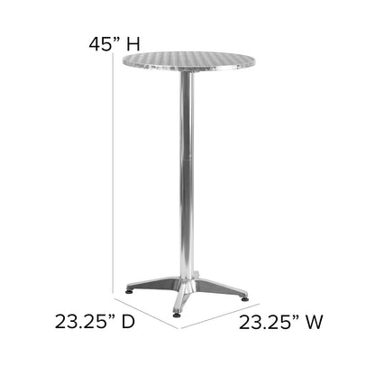 Flash Furniture Mesa Redonda de 59 cm – Mesa Alta de Aluminio para Interiores y Exteriores – Mesa de Terraza y Bar con Tablero Abatible