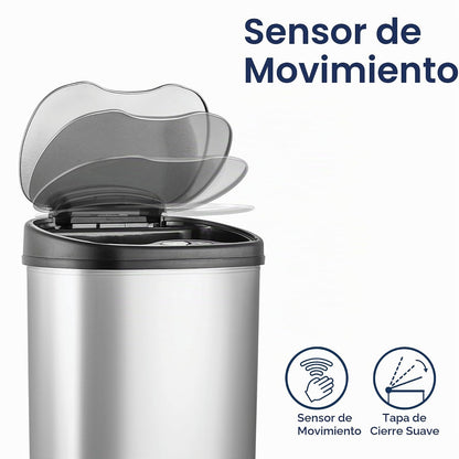 Ninestars DZT-50-25 Bote de basura con sensor de movimiento, grande, plateado
