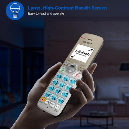 AT&T DL72219 DECT 6.0 - Teléfono inalámbrico de 2 Auriculares para el hogar con conexión a la célula, Bloqueo de Llamadas, visualización retroiluminada de 1.8 Pulgadas, Botones Grandes,