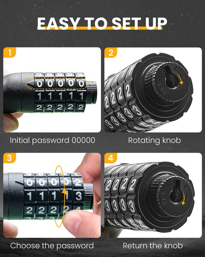 KEYSTP - Cable de Bloqueo para Bicicleta de 5 dígitos, Resistente y reiniciable, antirrobo con Soporte de Montaje, Cable de Acero Impermeable para Scooters, eléctricas, Uso al Aire última