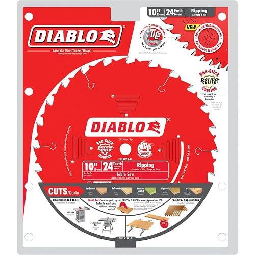 Freud D1024X Diablo 10-Inch 24-Tooth ATB Ripping Saw Blade with 5/8-Inch Arbor and PermaShield Coating