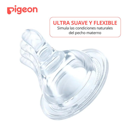 PIGEON | Biberones Recien Nacido Peristáltico | Biberones Anticolicos de Silicona Suave | Biberon Reduce Entrada de Aire - Superficie Mate para Agarre Seguro | Standard SofTouch para Bebé | 240 ml